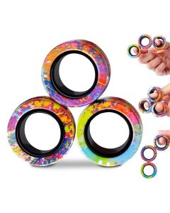 Kidology Magnetic Fidget Rings, Fidget Spinner Therapy Toys for Sensory Play, Magnetic Fidget Toy Gift, Stress Relief Anxiety Rings for Kids & Adults (Multicolor)